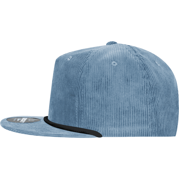A light blue 5 panel high profile relaxed rope hat featuring a curved brim and a logo on the side.