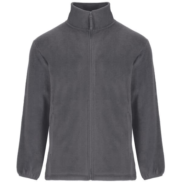 A grey Arctic fleece jacket with a high collar and full zip, featuring long sleeves and a smooth texture.