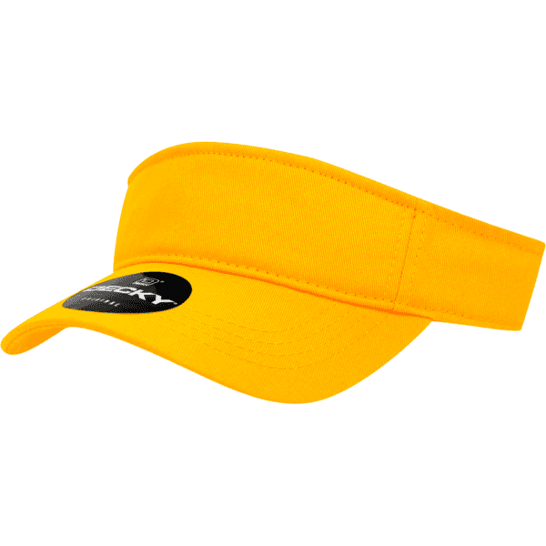 A yellow youth visor with a branded logo on the front, featuring a classic visor design.
