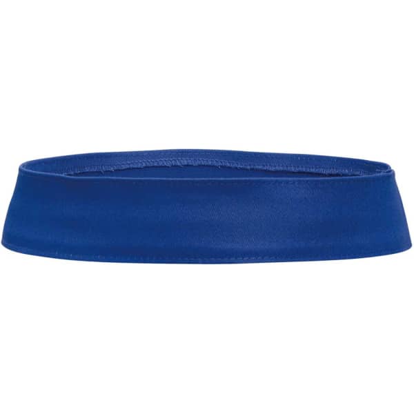 A blue hat band with a smooth, shiny finish, featuring a simple design and no visible branding.