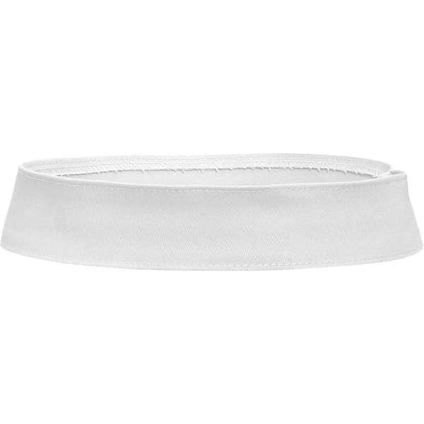 A white hat band with a simple design, featuring a smooth texture and an unembellished finish.