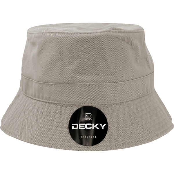 A beige bucket hat with a logo on the side, part of the "Polo Buckets" headwear collection.