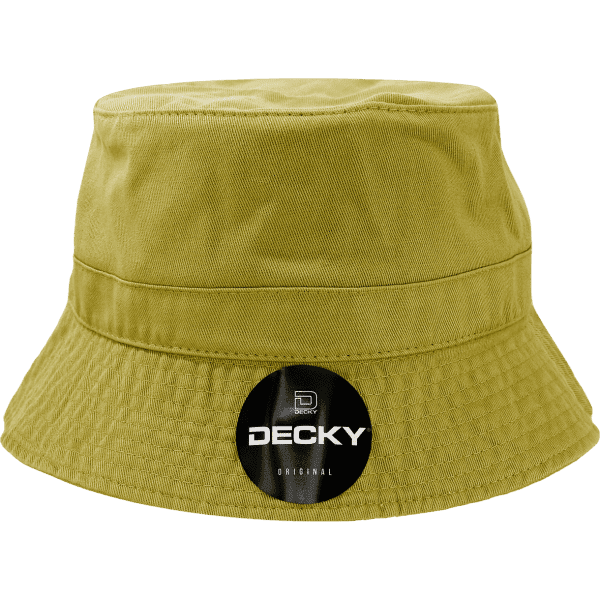 A yellow bucket hat featuring a logo, designed as part of the "Polo Buckets" headwear collection.