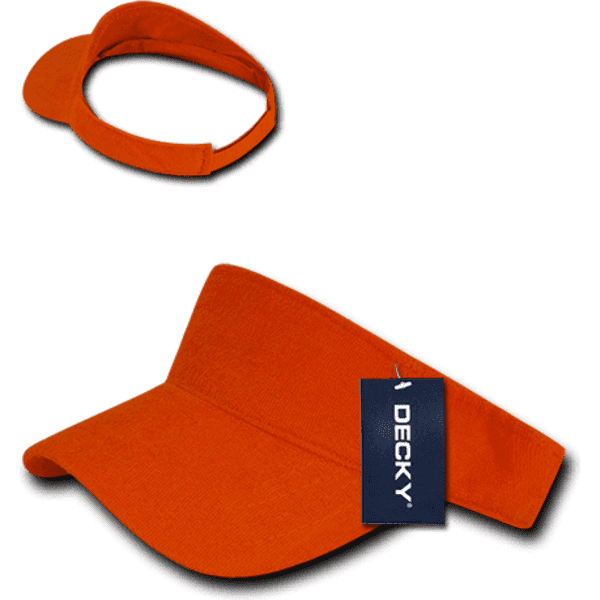 An orange Terry Visor with a logo tag, featuring a wide brim and adjustable strap.