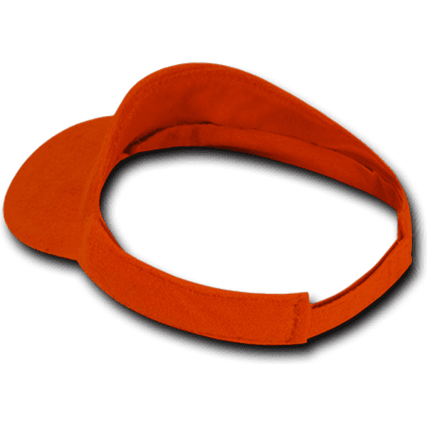 An orange Terry Visor with a wide brim and adjustable band, featuring a logo on the side.