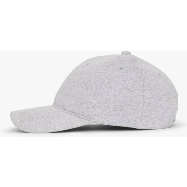 A grey cap with a curved peak, featuring a logo on the front.