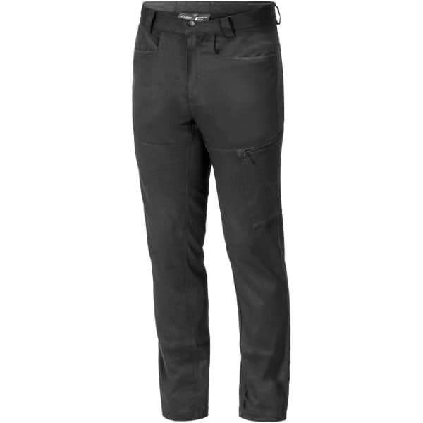 Grit Antero Trousers in black with multiple pockets and a branding logo.