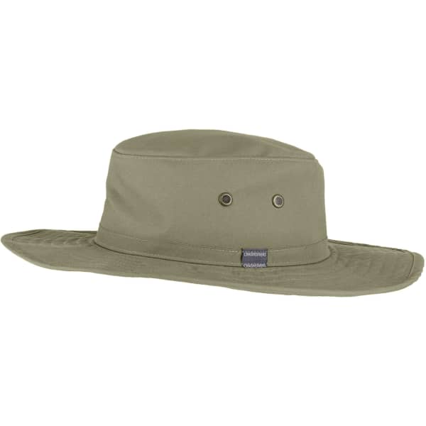 A green Kiwi ranger hat with a wide brim and ventilation eyelets, featuring a branding logo.
