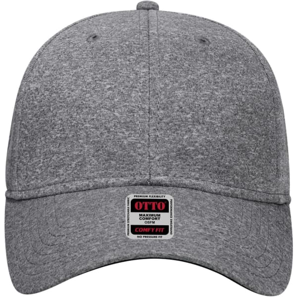 A grey, low-profile baseball cap featuring a logo on the front and a six-panel design for comfort.