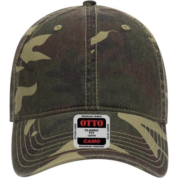A low profile baseball cap in digital camouflage pattern, featuring a curved brim and a branded label.