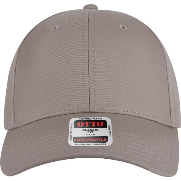 A low profile baseball cap in a light grey colour featuring a branded tag on the front.