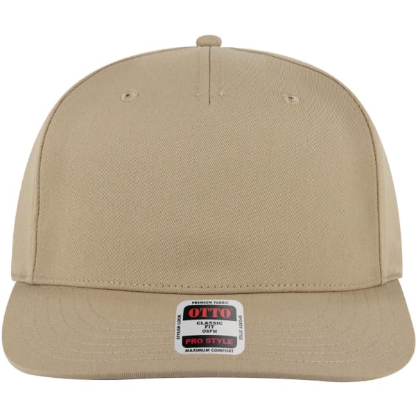A beige 5 Panel Pro Style Snapback Hat with a flat brim and brand label on the front.