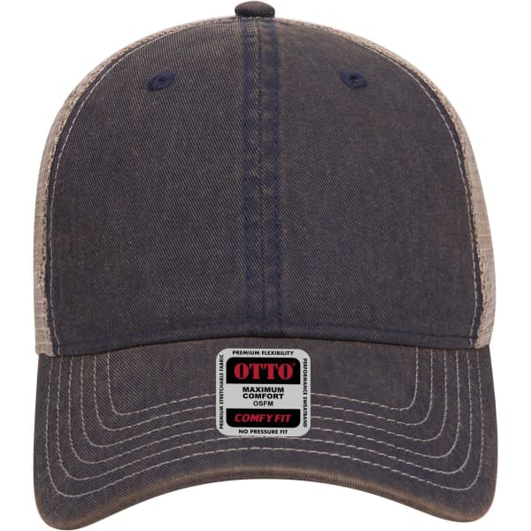 A dark navy blue baseball cap with a low profile, made of soft polyester, featuring a logo label on the front.