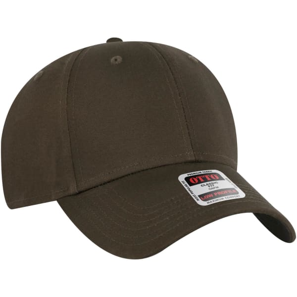 A low profile six-panel baseball cap in olive green, featuring a brand label on the front.