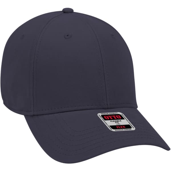 A dark navy 6 panel low profile baseball cap with a logo patch on the front.