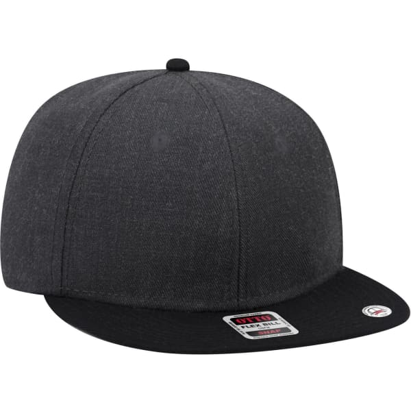 A grey mid-profile snapback cap with a black peak and an emblem on the front.