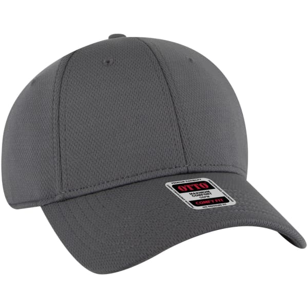 A grey six-panel low-profile baseball cap with a logo. It features a comfortable fit design.