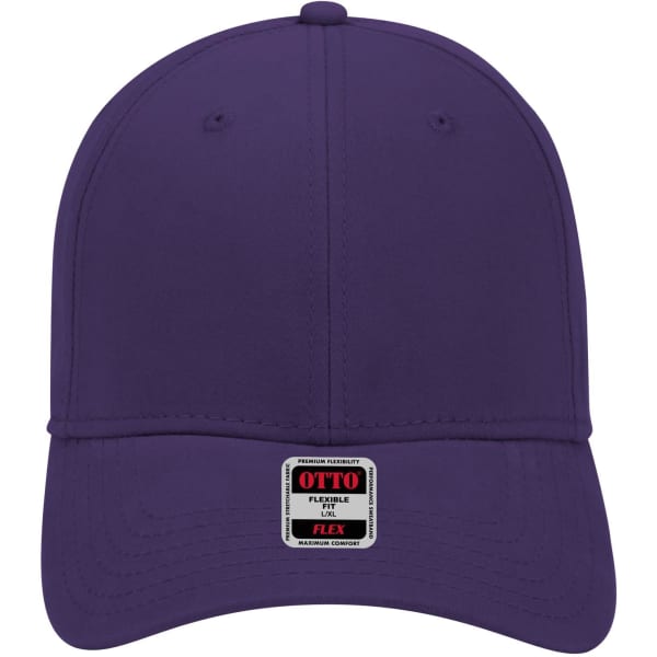 A purple 6 panel low profile baseball cap featuring a brand tag on the front.