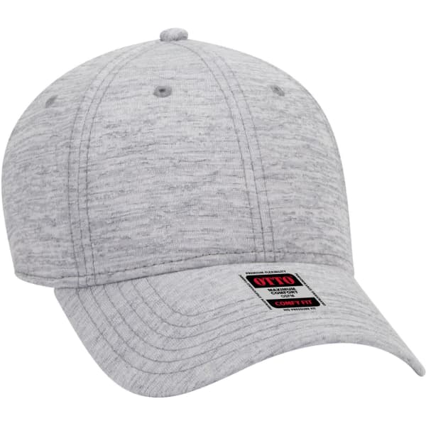 A light grey six-panel low profile baseball cap with a branded tag.