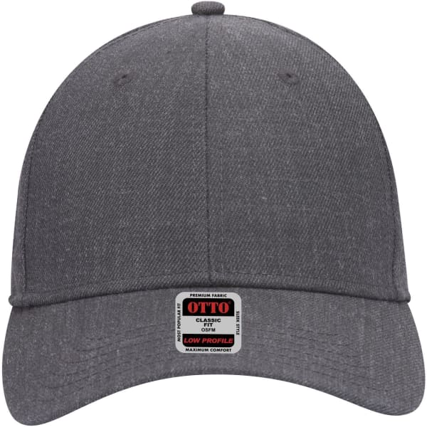 A grey 6-panel low profile baseball cap with an adjustable back and a logo tag at the front.