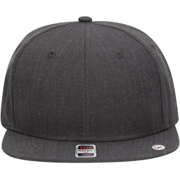 A grey mid profile snapback cap with a flat brim and a logo on the front. Features a grey undervisor.