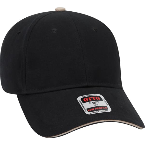 A black low profile baseball cap featuring a simple design and a logo on the front.