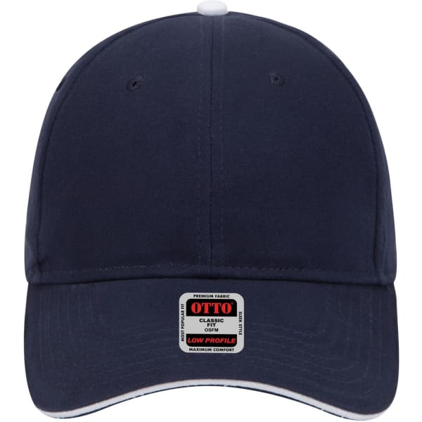 A navy blue low profile baseball cap with a curved brim and a brand logo on the front.