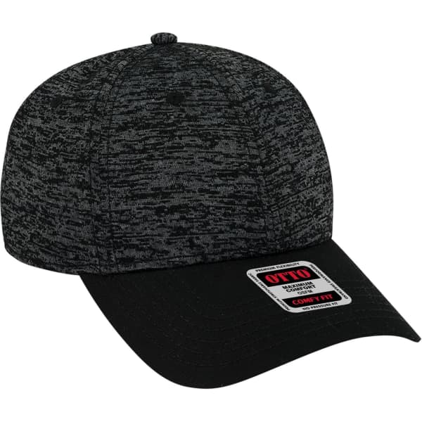 A low-profile six-panel baseball cap in dark grey with a black brim and a logo label on the front.