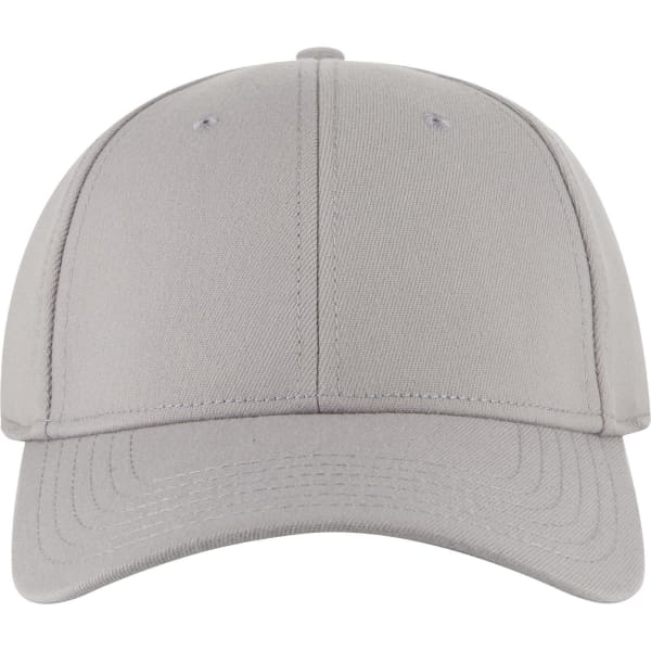 A light grey six-panel low-profile baseball cap with a curved brim and a logo.