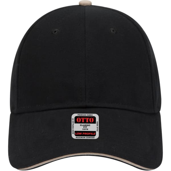 A black 6-panel low profile baseball cap with a branded label on the front.