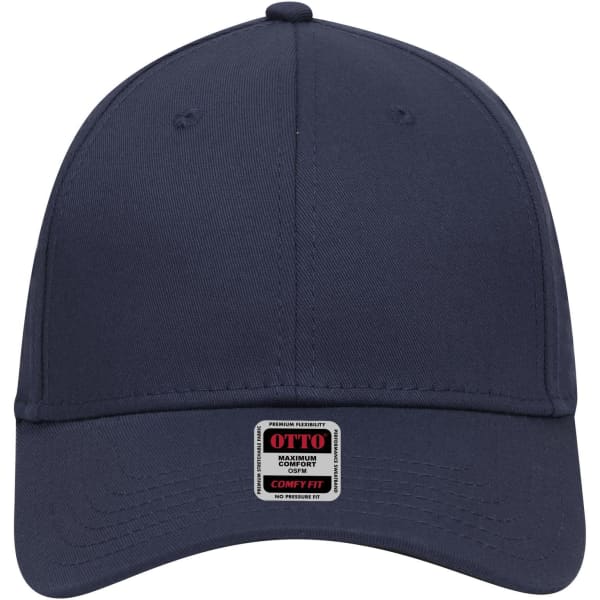 A navy blue low profile baseball cap with a six-panel design and a logo on the front.