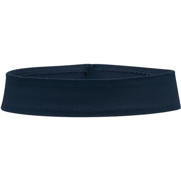 A navy blue hat band with a simple design. It features an elasticised style for a snug fit.