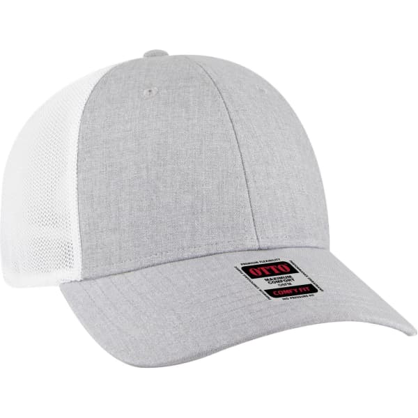 A grey baseball cap with a low profile and mesh back, featuring a logo on the front panel.