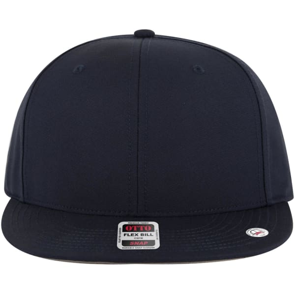 A grey undervisor cap with a snapback design, featuring a solid navy top and a logo on the front.