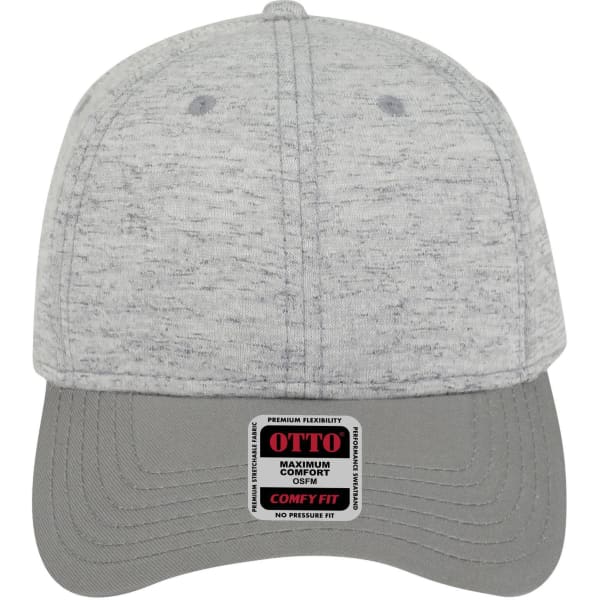 A grey baseball cap with a low profile, featuring a logo and a comfortable fit design.