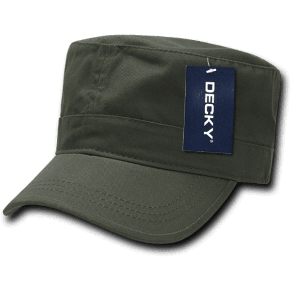 A washed khaki G.I. cap with a brand tag, featuring a classic military-style design.