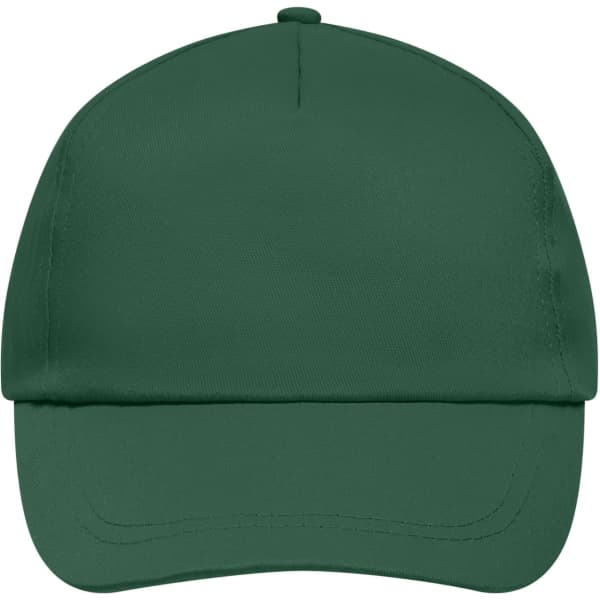 A green 5 Panel Promo Cap featuring a structured design and a front peak. It has a logo on the front.
