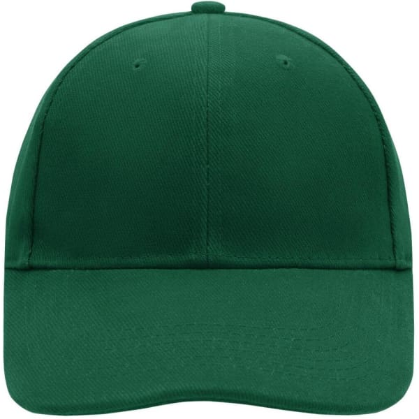 A green 6-panel cap with a curved brim and an unembellished front, featuring a logo on the side.