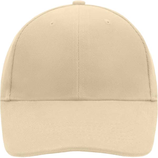 A low-profile, six-panel cap in a beige colour, featuring a simple design with no visible logos.