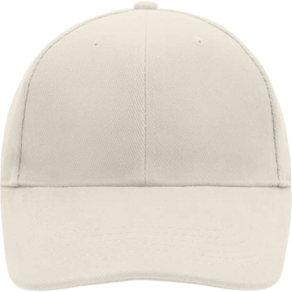 A low-profile 6-panel cap in a light beige colour, featuring a structured design and a branded logo.