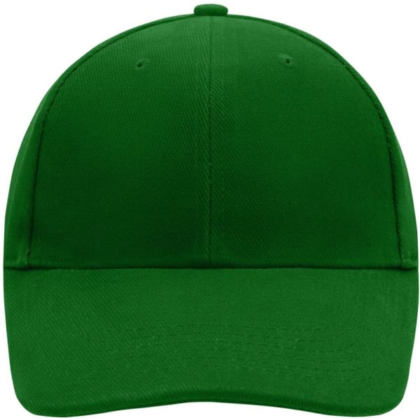 A green low-profile six-panel cap with a curved brim and a logo on the front.