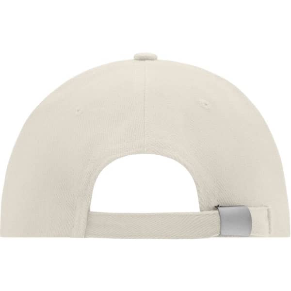 A low-profile 6 panel cap in light beige with an adjustable strap at the back and a small logo.
