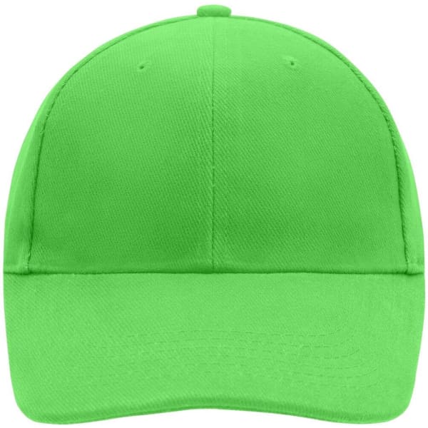 A bright green low-profile 6-panel cap with a curved brim and a logo on the front.