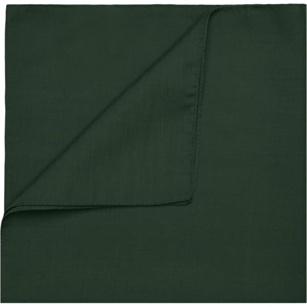 A dark green bandana folded corner to corner, featuring a smooth texture and clean edges.