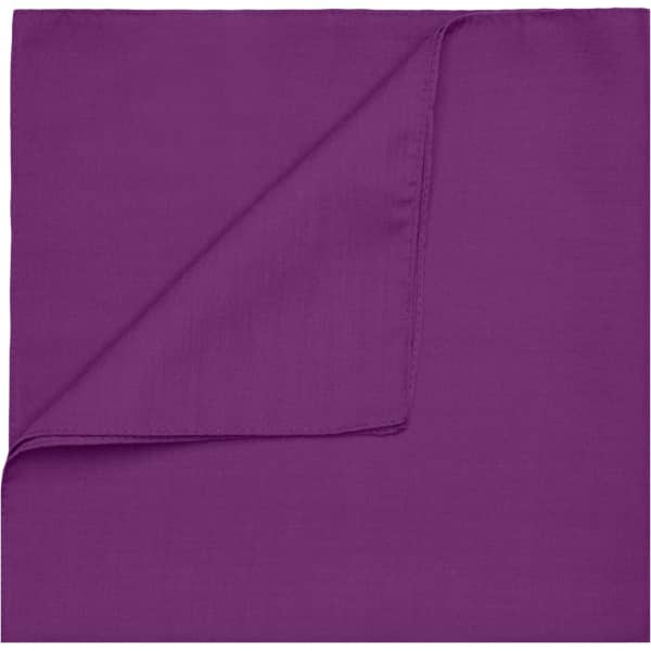 A purple bandana folded at one corner, showcasing a smooth, vibrant fabric with a subtle sheen.