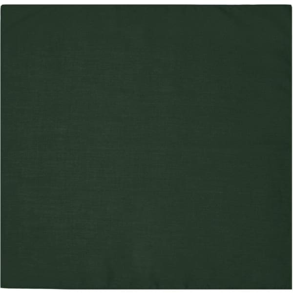 A dark green bandana with a plain texture, suitable for various headwear styles. It includes a branding logo.