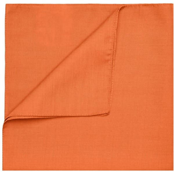 An orange bandana with a folded corner, featuring a simple design and no visible logos.