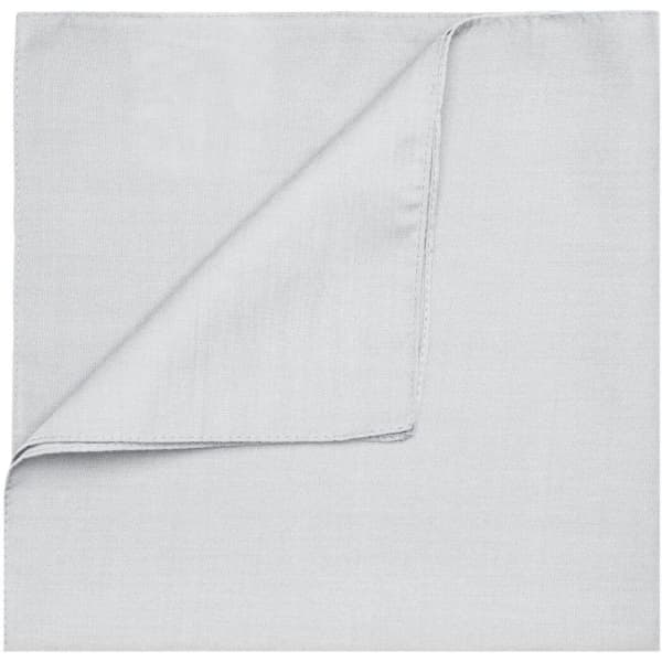 A light grey bandana with a folded corner, made from soft fabric. It features branding but no visible logos.