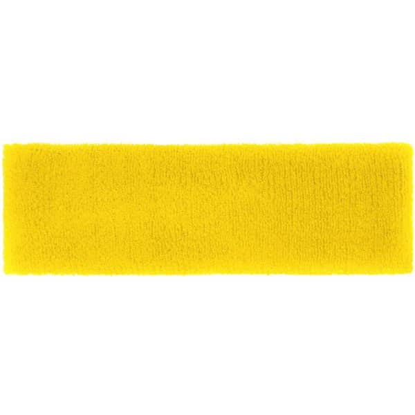 A bright yellow Terry Headband with a soft, textured surface and a small logo.