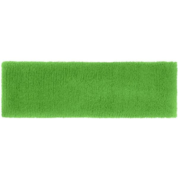 A bright green Terry Headband with a soft, absorbent texture. It features a logo or branding.